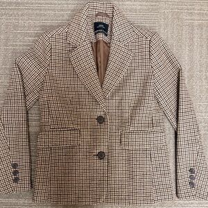 Urban Outfitters Brown Houndstooth Wool Blend Blazer Jacket Sz Extra Small